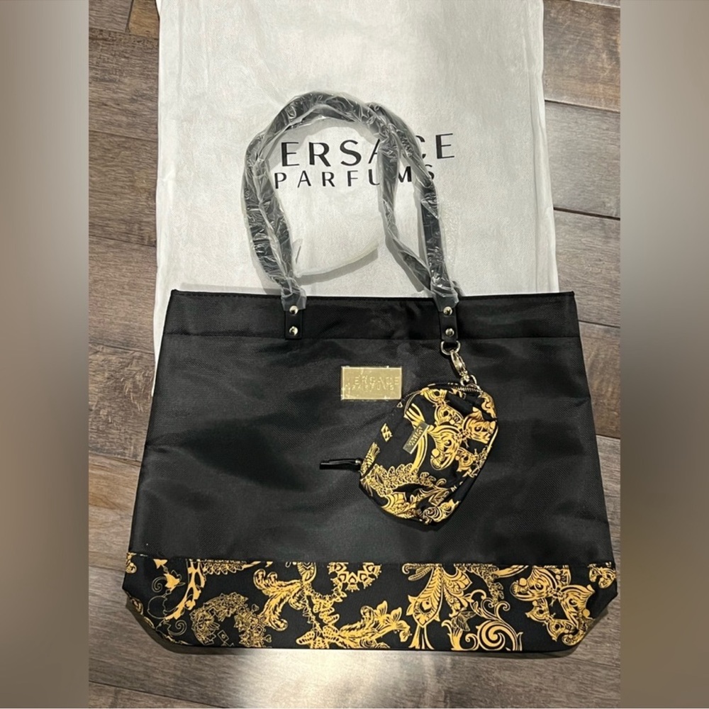 Versace Black and Gold Tote Bag